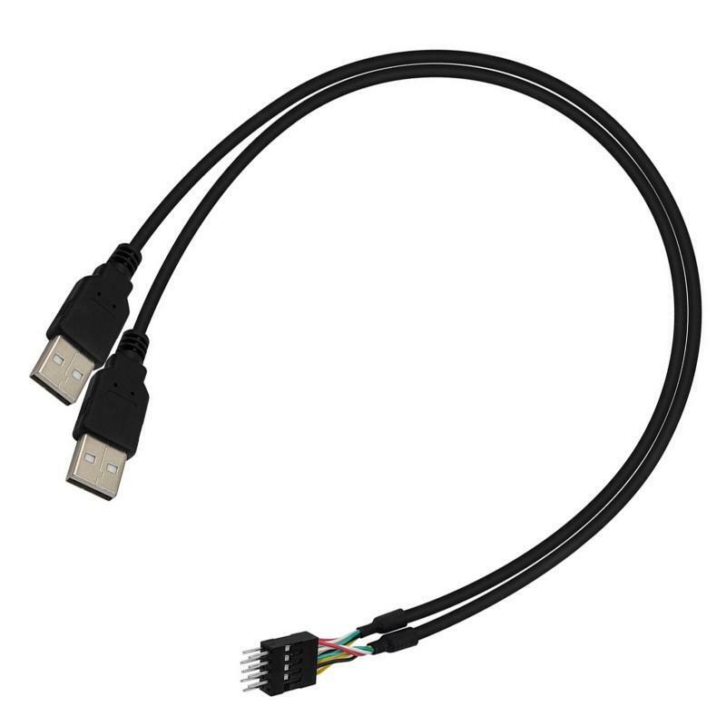 2x USB 2.0 Type A Male Head to Computer Case Motherboard 9pin Header Cable 20''