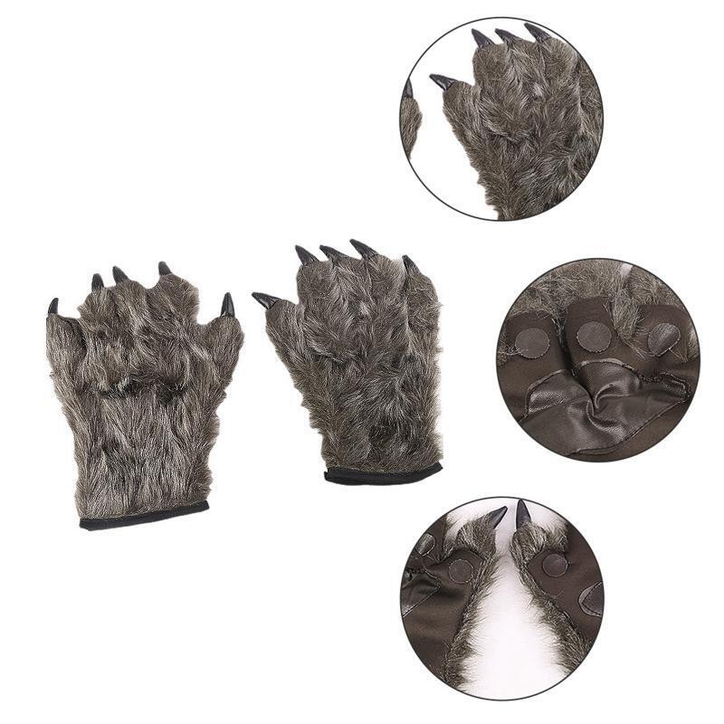 1 Pair Halloween Werewolf Gloves Werewolf Hand Costume Gloves Wolf Claw Hands