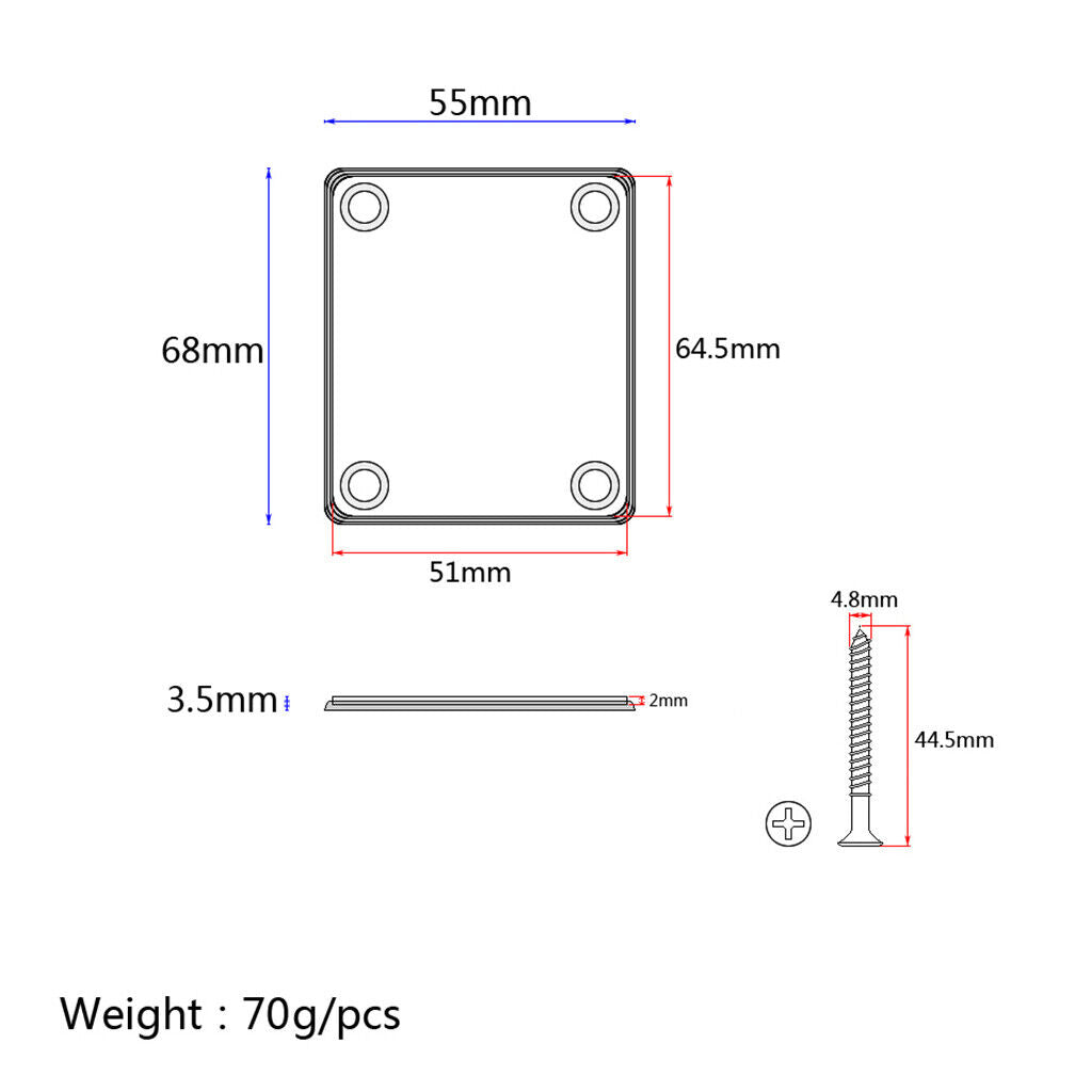 for ST Electric Guitar Neck Plate w/ Screws for Bass Guitar DIY Accessories