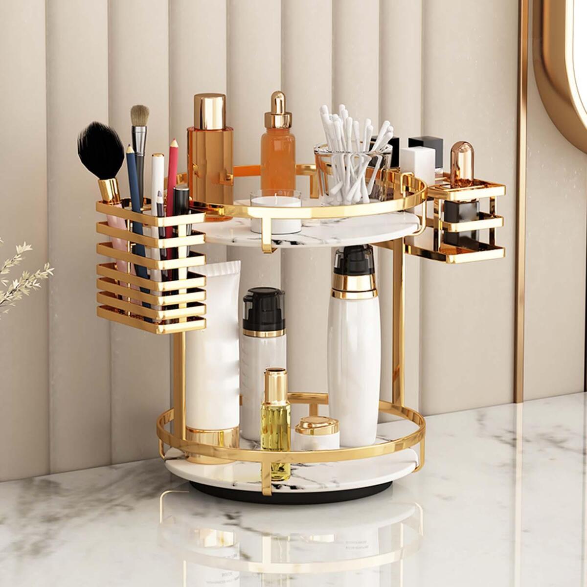 Nordic Makeup Organizer Storage Shelf for Dresser or Vanity Countertop