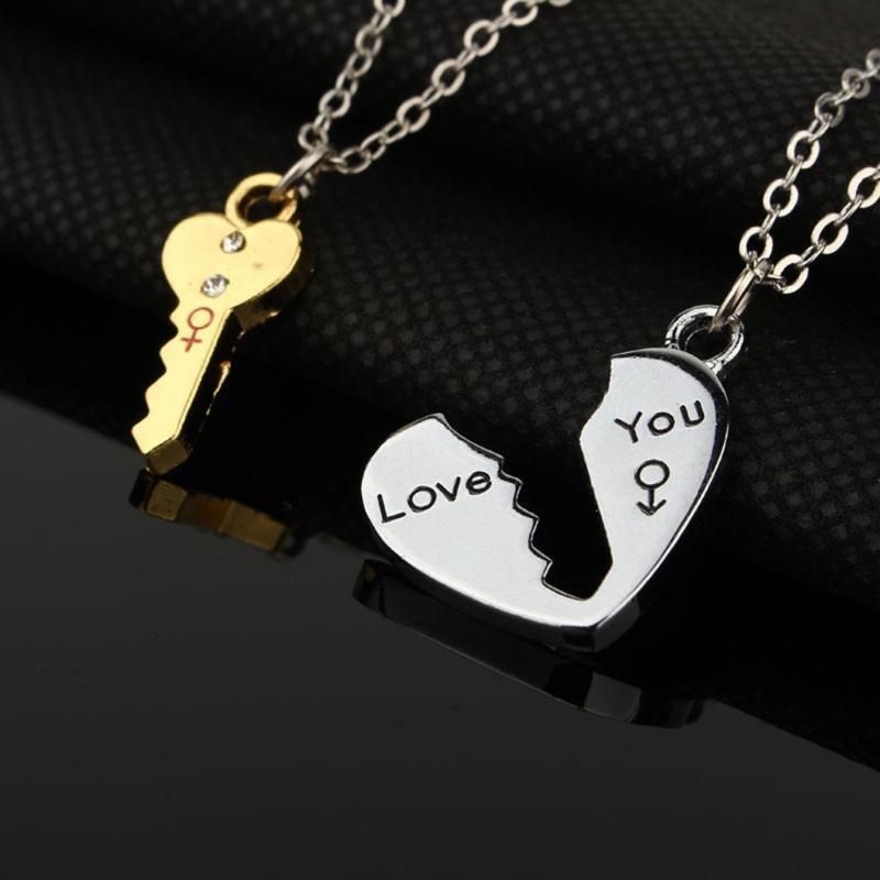 Heart-shaped Key Couple Necklace Hold the Key to My Heart Clavicle Chain Jewelry