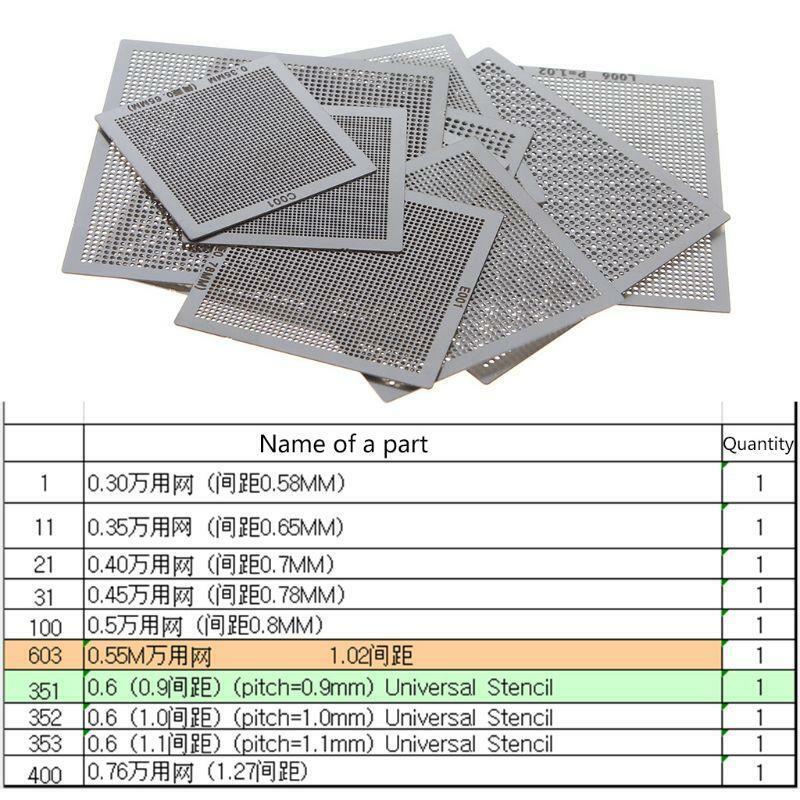 10Pcs/set BGA Reballing Universal Stencil Template Kit for Computer IC Chip