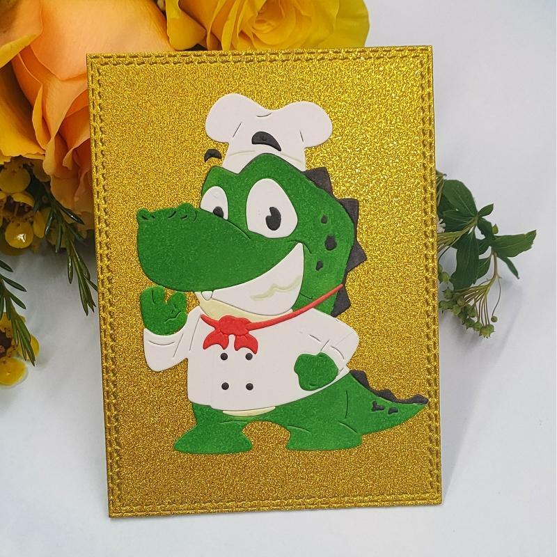Cartoon Chef Crocodile Metal Cutting Dies Stencil DIY Album Embossing Template