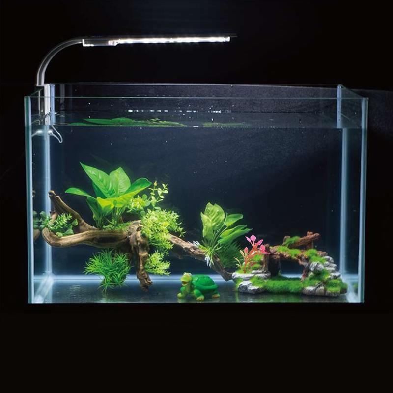 Aquarium Decor Wood Bridge Fish Tank Betta Shelter with Rocks for Aquatic Pet