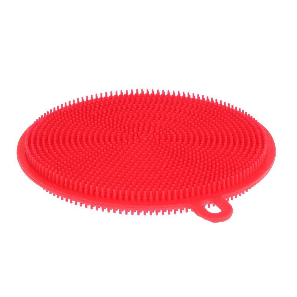 Silicone Dish Washing Brush Household Pot Pan Bowl Cleaning Tools (Red)