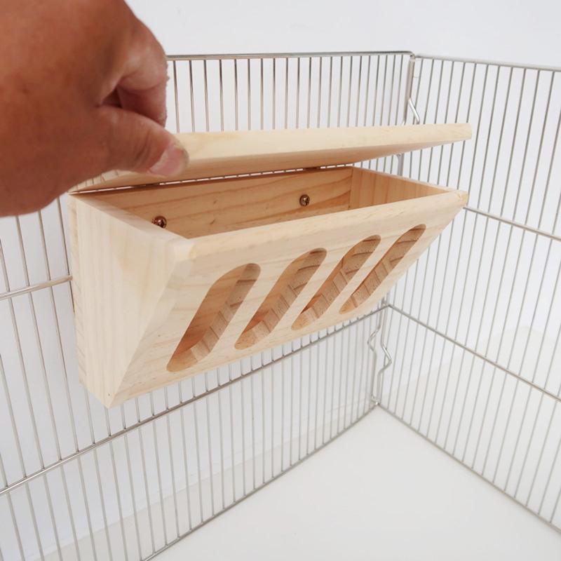 Rabbits Hay Food Case with Lid Wooden Grass Basket for Bunny Hamsters Guinea Pig