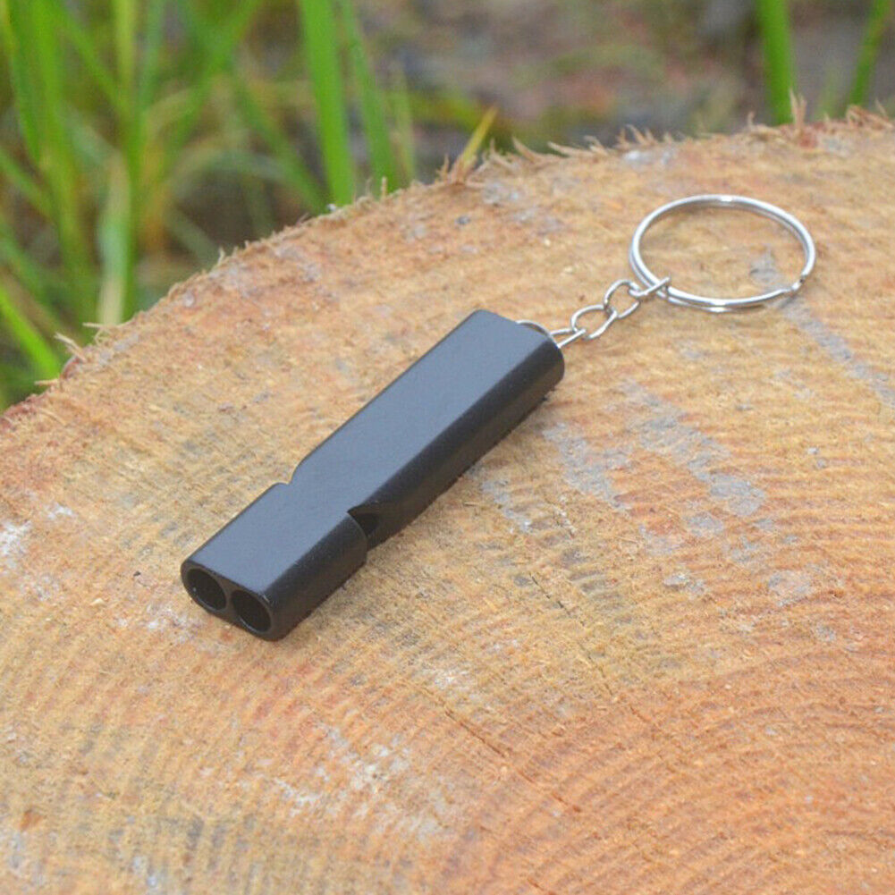 2pcs Survival Whistle EDC Earthquake Dual Tube Emergency Whistle (Black)