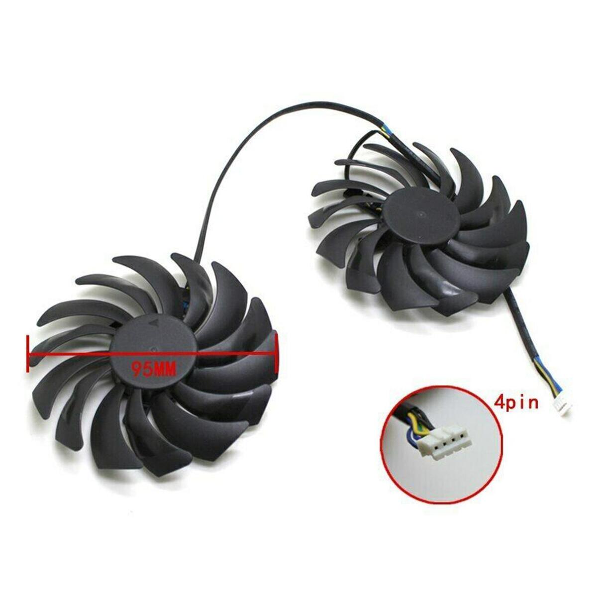 2x PC 92mm 4Pins Graphics Card Fans 25dBA for MSI GTX1080Ti 1080 1060 580