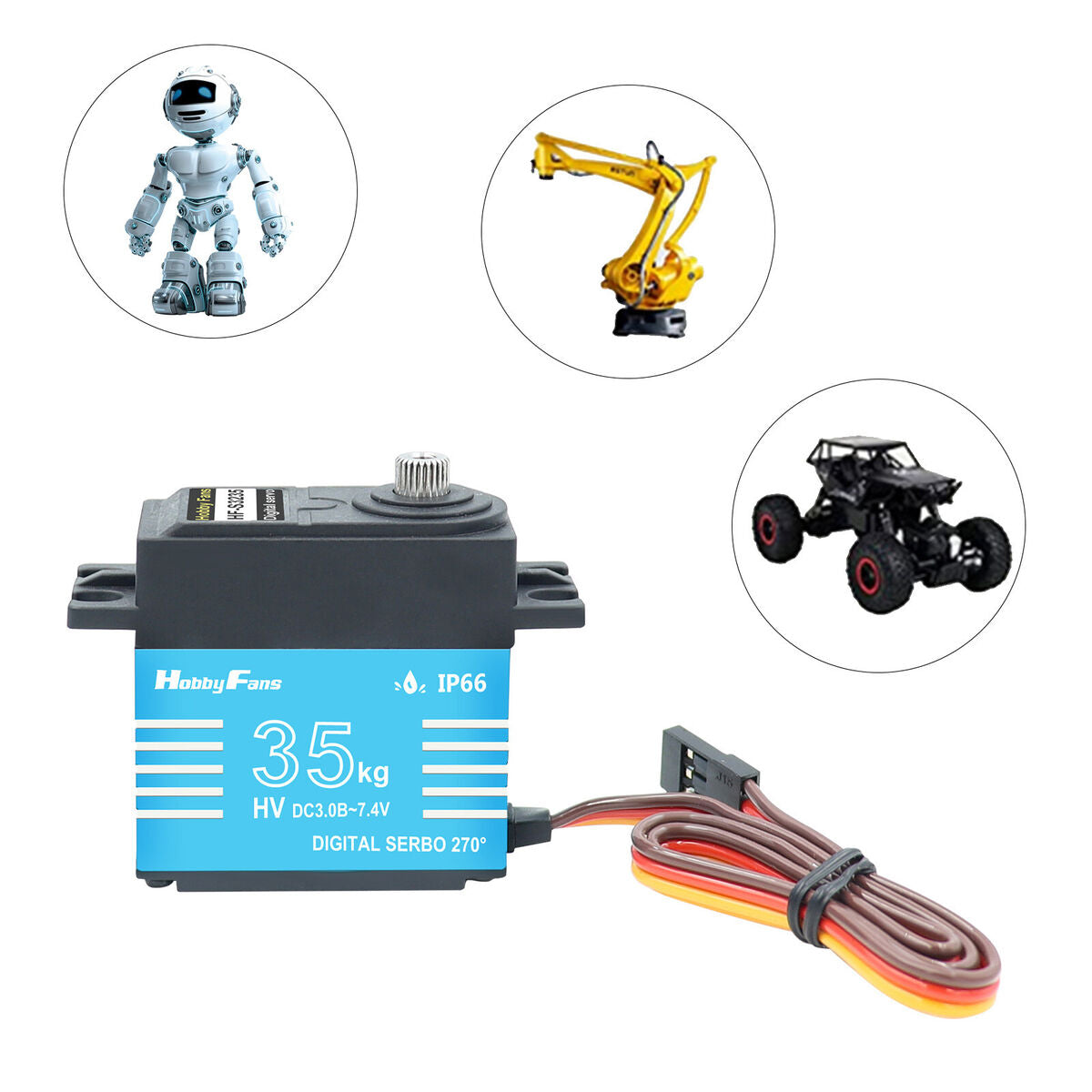Waterproof 35kg Digital Servo 25T Arm Kits for 1/10 1/8 RC Crawler Car Blue