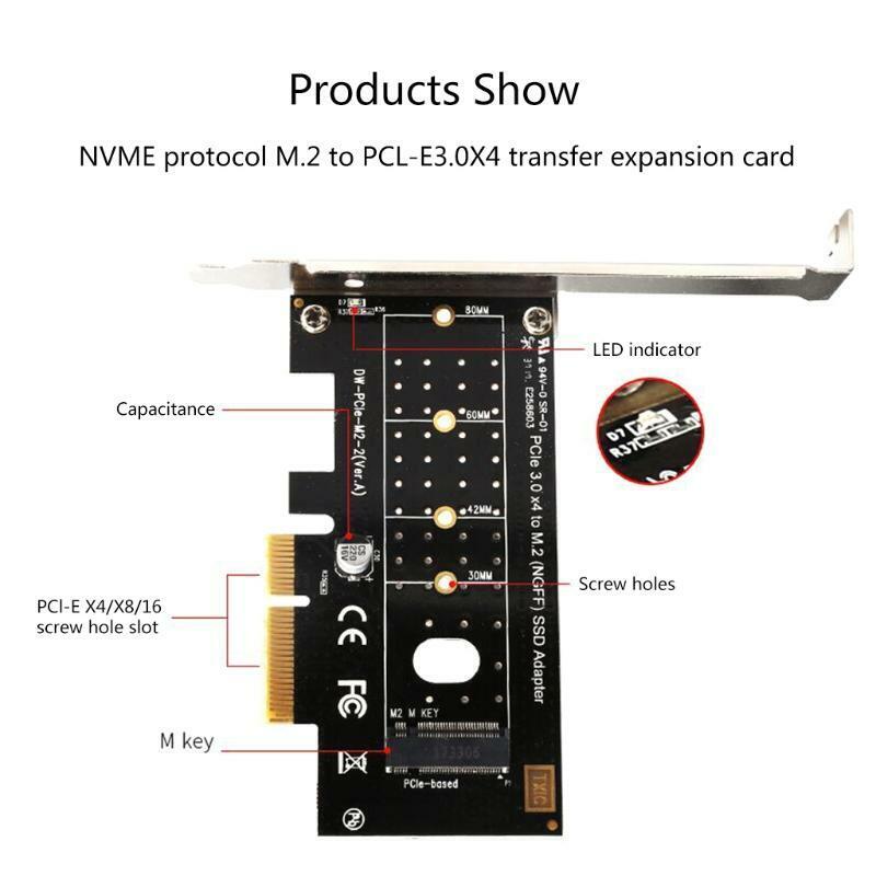 M.2 PCI Express NVMe or SSD to PCIe 3.0 x 4 Expansion Adapter Card Support NGFF-