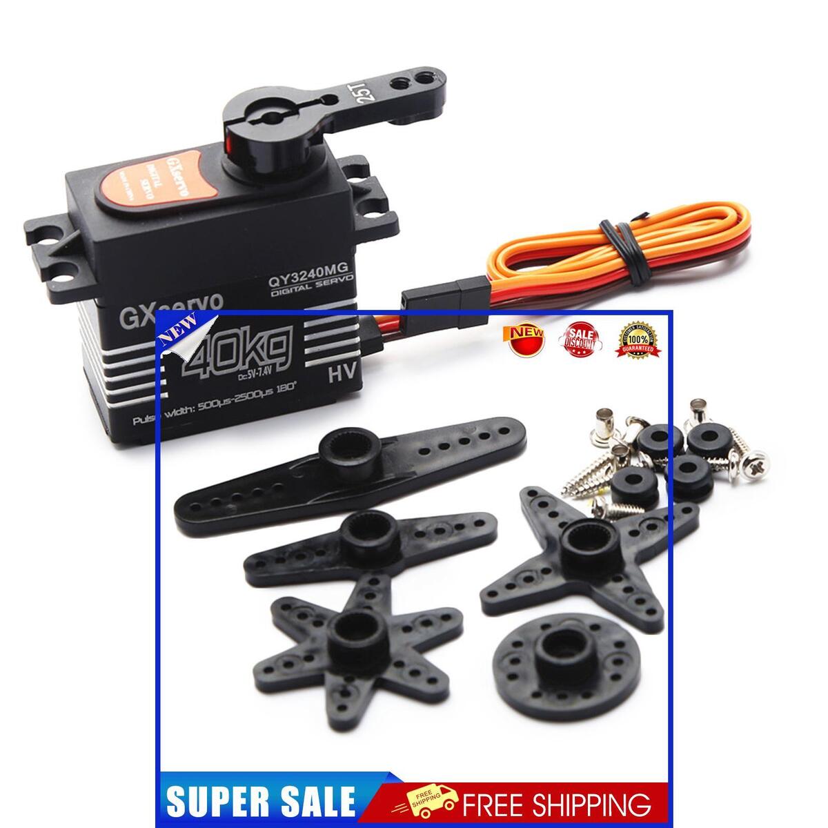 Waterproof 40kg Metal Gear Digital Servo Kits for DIY 1/8 1/10 RC Car Robot