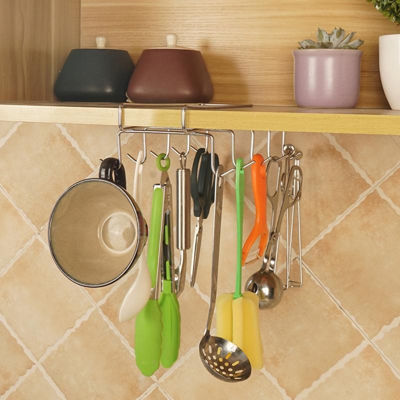 10 Hooks Stainless Steel Wardrobe Hanger Coffee Mug Cup  Hanging Holder Drainer