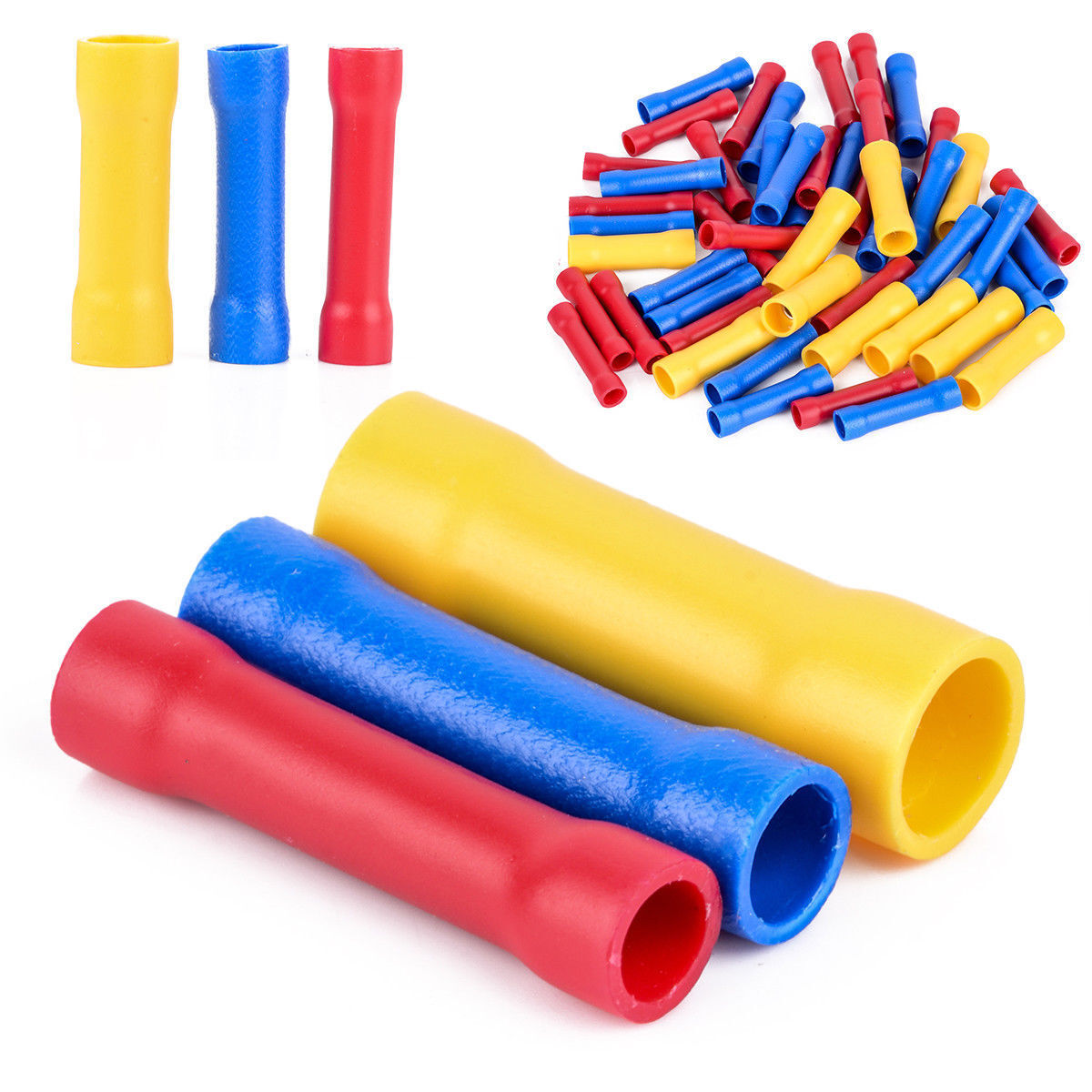 50pcs insulated connections electrical terminals crimp connectorsred, blue, yell