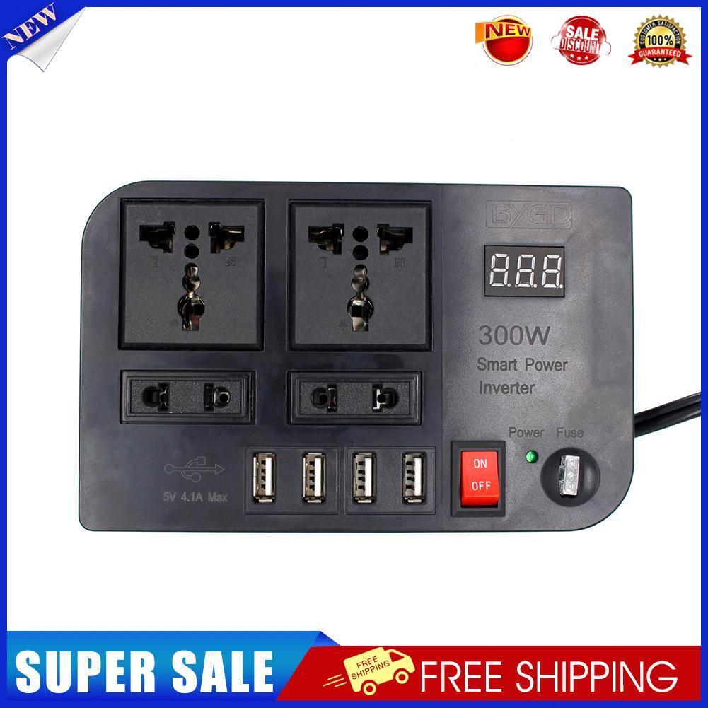 LED Display Car Inverter DC 12V to AC 220V 4 USB Power Converter Splitter