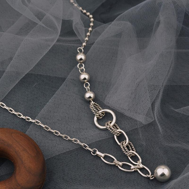 Round Bead Chain Stitching Simple Style Personality Pendant Necklace Jewelry
