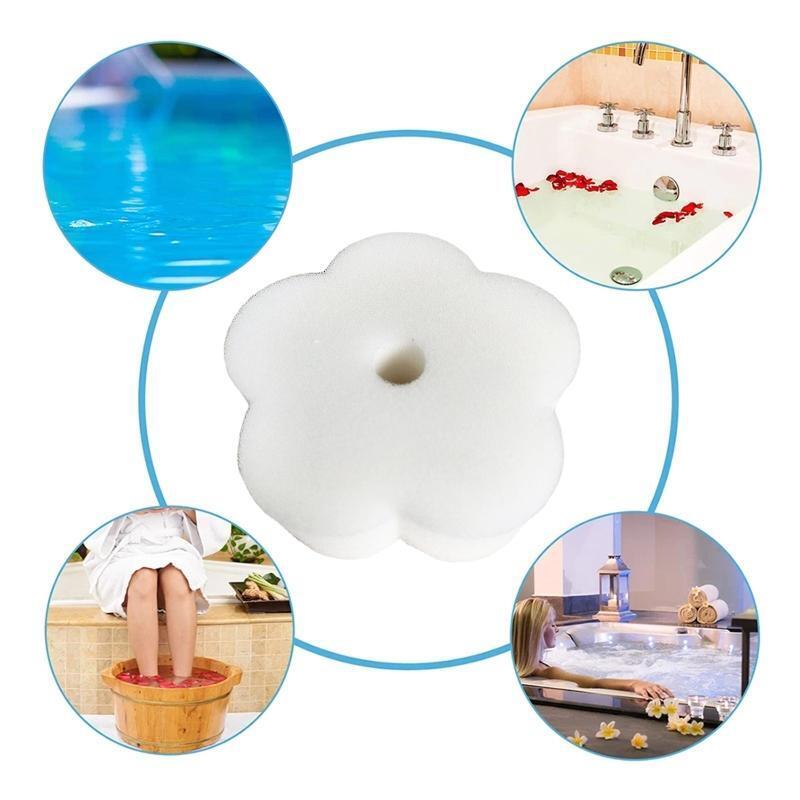 White Flower Shape Oil Absorbent Sponge 25Pcs Floating Spa Hot Tub Skimmer
