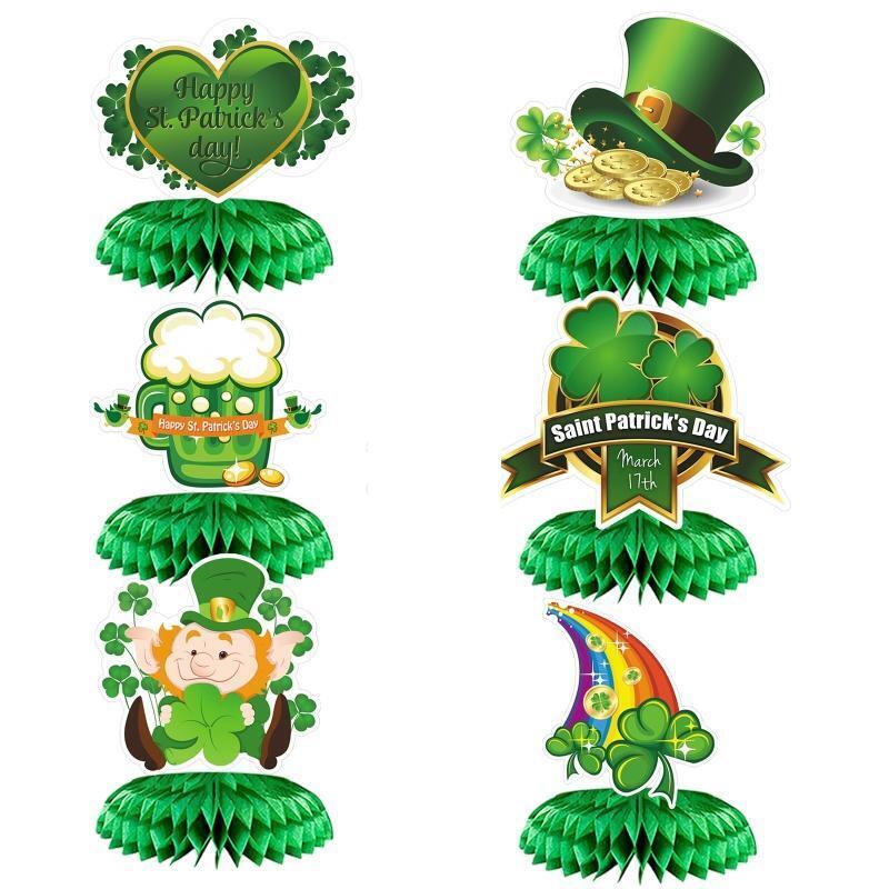 Saint Patrick's Day Honeycomb Ball Ornaments 9 Pcs Irish Clover Leprechaun Hat