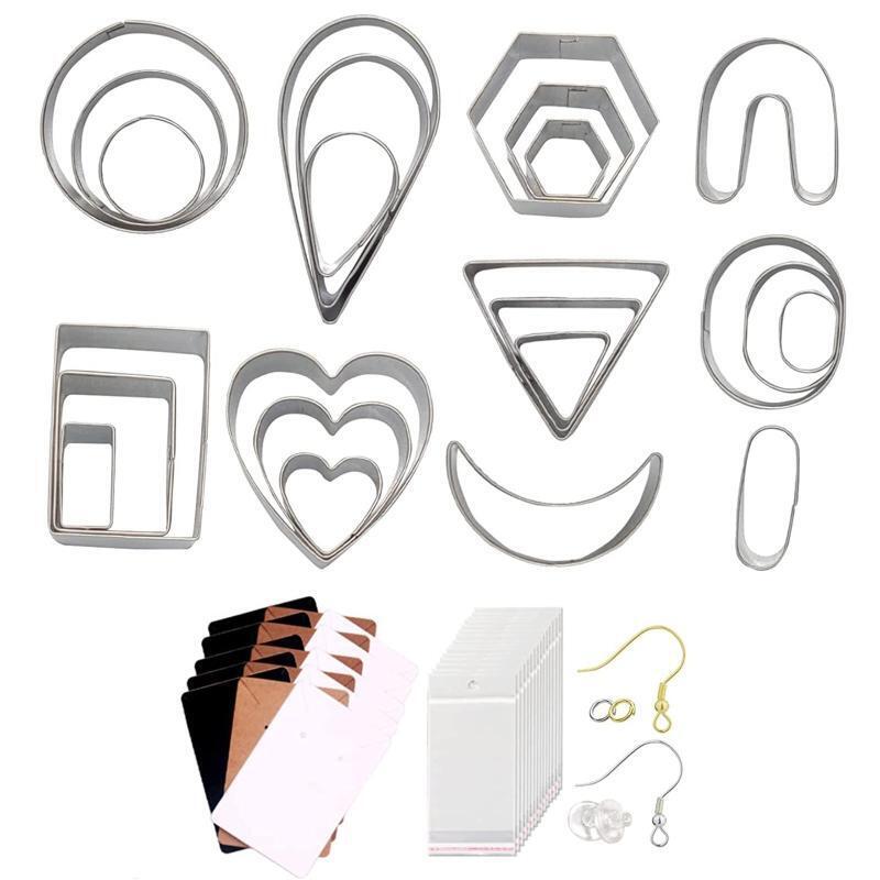 24Pcs Stainless Steel Earring Cutter for Jewelry Making Polymer Clay Cutters Kit