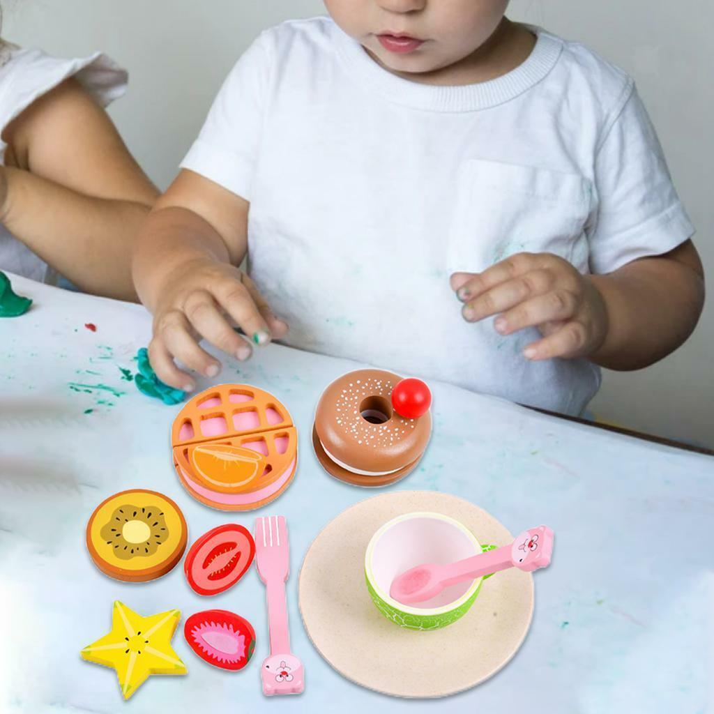 12Pcs Wooden Pretend  Set for   Toddlers Birthday Gifts