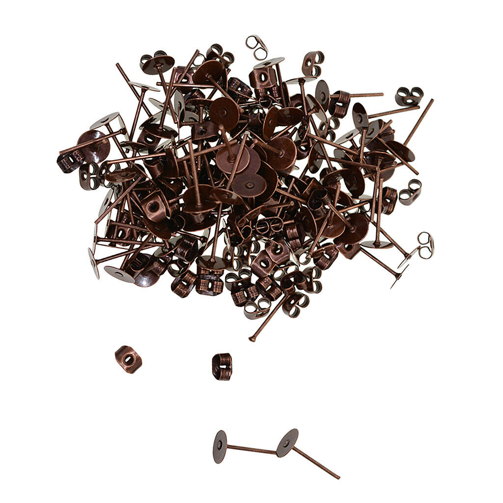100  6mm Iron Earring Posts and Backs DIY Earrings Findings
