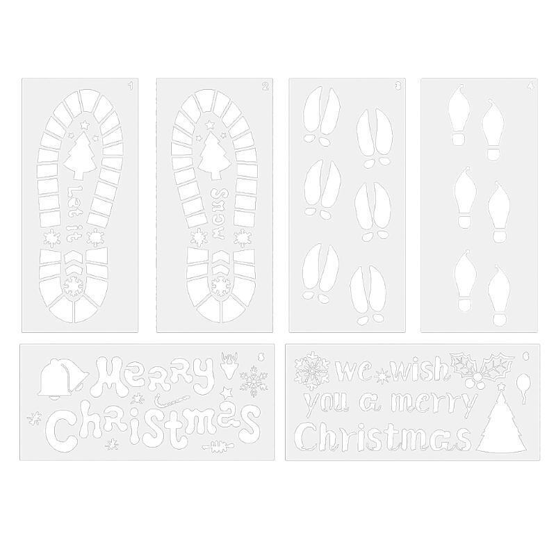 6PCS/ Pack Classic Christmas Painting Stencil Kit Christmas Decoration Supplies