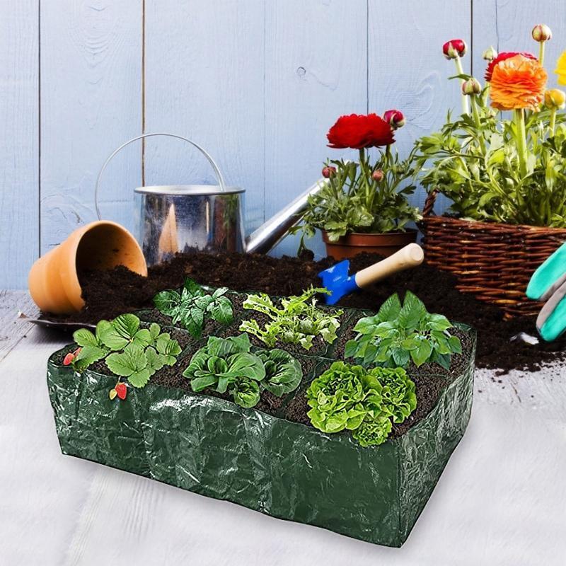 6 Divided Grids Raised Garden Planter Grow Pot for Outdoor Herb Flower Plants