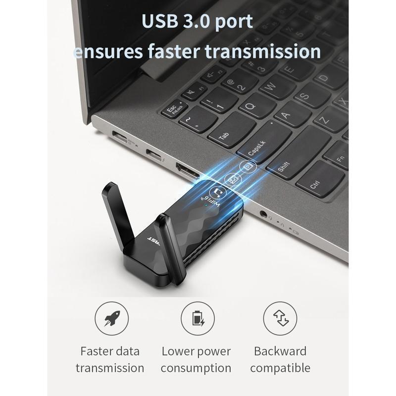 WiFi 6 Adapter USB 3.0 802.11ac Dual Band 2.4/5.8GHz /1800Mbps for PC Windows