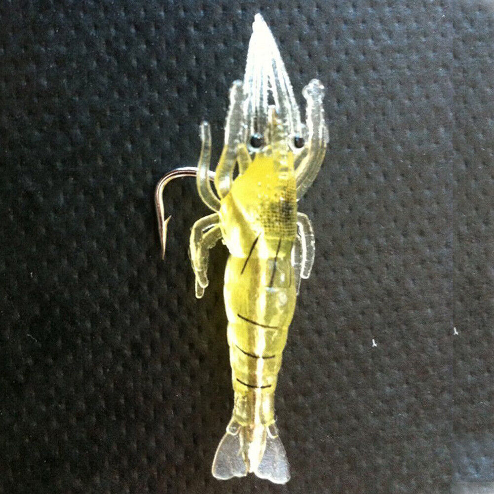 9Pcs Soft Shrimp Fishing Bait Worm Lures Hook Crankbaits Hooks Baits Tackle