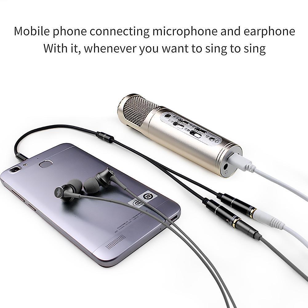 3.5mm Microphone Aux Cable 1 Male 2 Female Audio Cable for Laptop (Black)