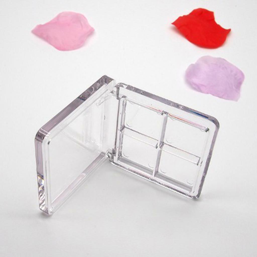 4 Compartments Plastic Portable Eyeshadow Case Travel Blush Lipstick Powder Tray