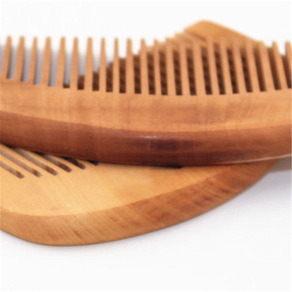 Hairdressing Beard Hair Comb Peach Wood Mustaches Brush Fine Coarse Teeth