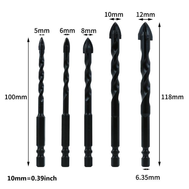 Wear-resistant Cross Triangle Drill Black Hexagon Handle Cross Triangle Drill