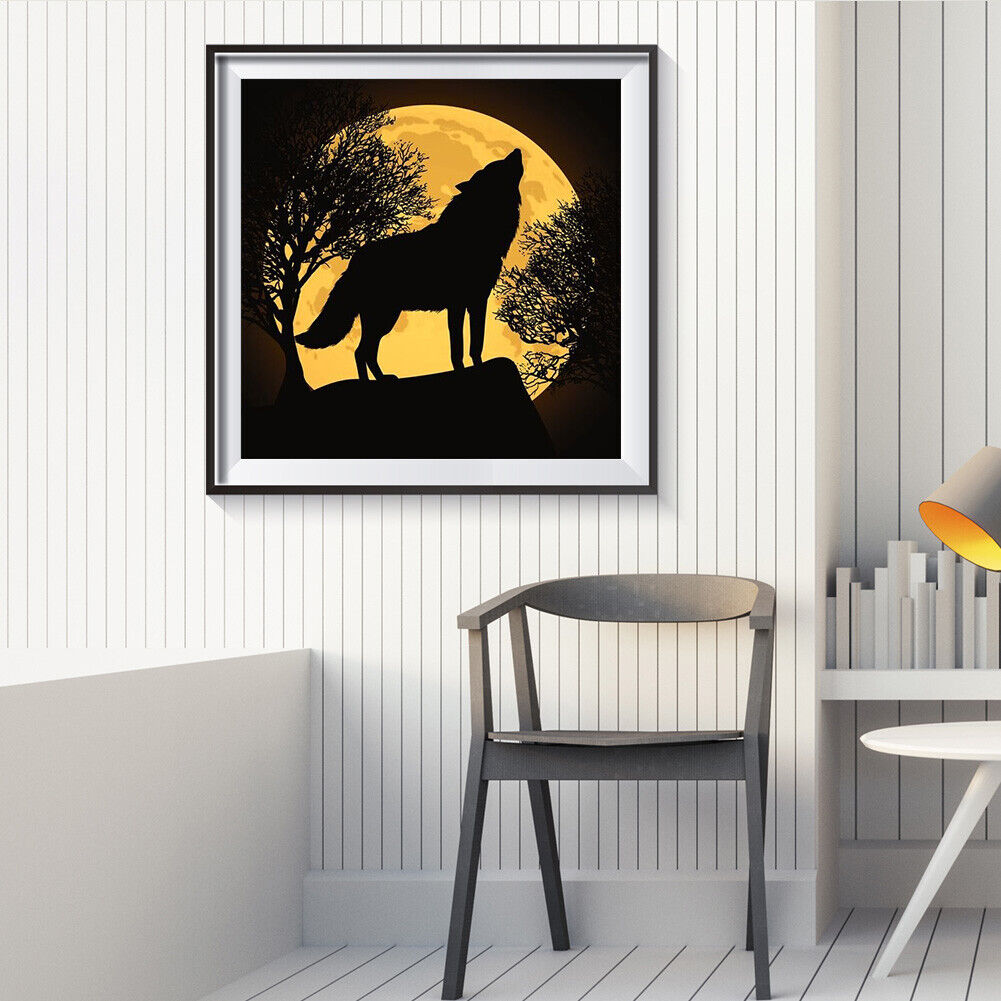 Moon Wolf Full Round Drill DIY Mosaic Diamond Painting Animal Wall Decor