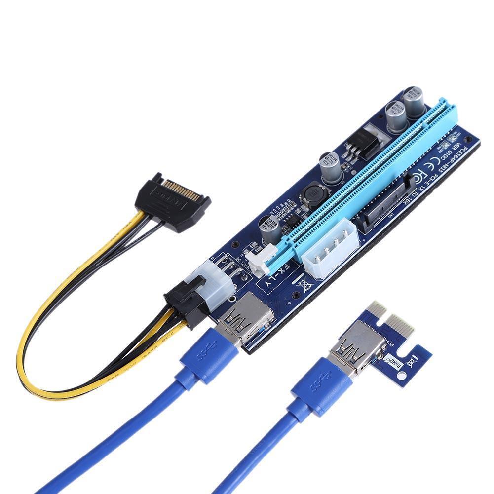 6 Pin PCI Express Riser Card 1x to 16x USB 3.0 Cable with Light for Miner