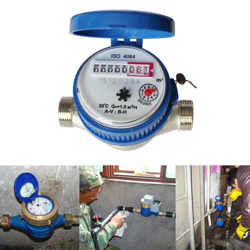 15mm 1/2 inch Cold Water Meter for Garden Home Using with Free Fittings