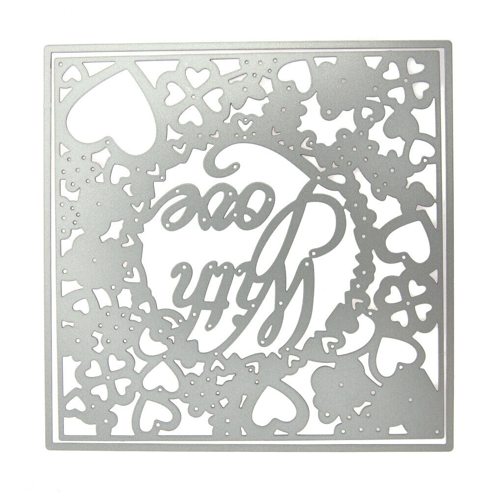 2 X With Love Square Photo Cutting Dies Stencil DIY Scrapbook Mould Craft