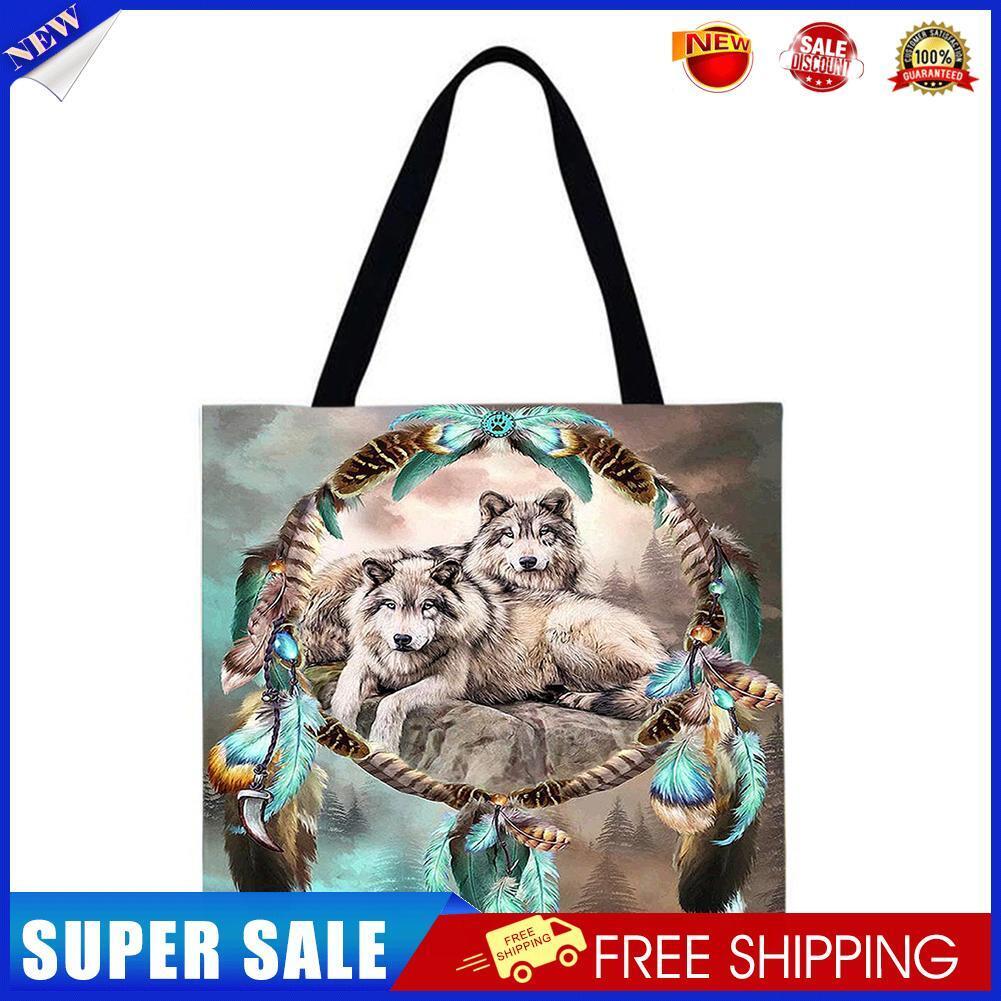 Wolf dream catcher Printed Shoulder Shopping Bag Casual Large Tote Handbag