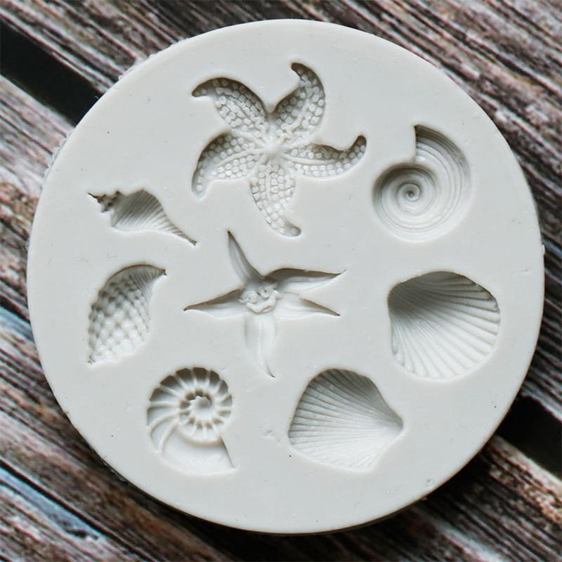 Silicone Material Fondant Moulds Starfish Conch Seashell Shapes for DIY Baking