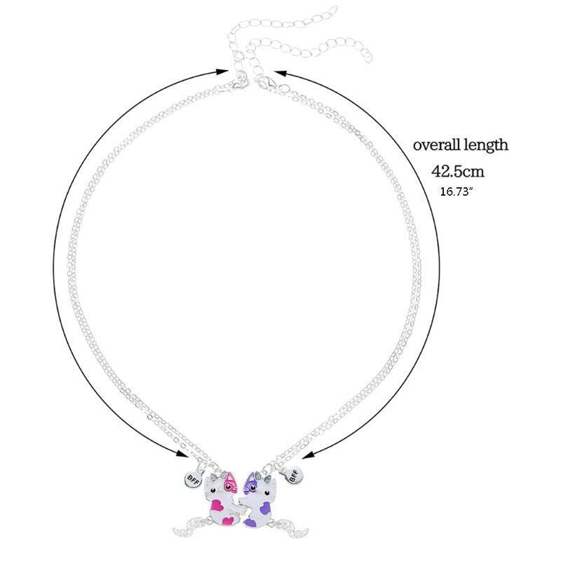 2x Best Friend Necklace For 2 Girls Puzzle Cat Necklace Set Gift For Best Friend
