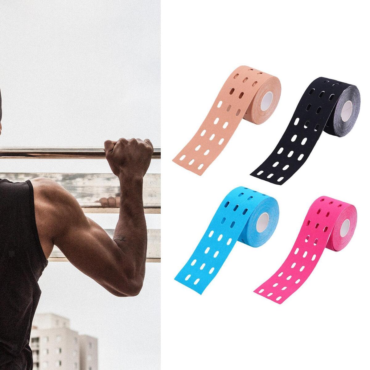 Set of 4 2Inchx16ft Perforated Kinesiology Muscle Tapes for Fitness Running