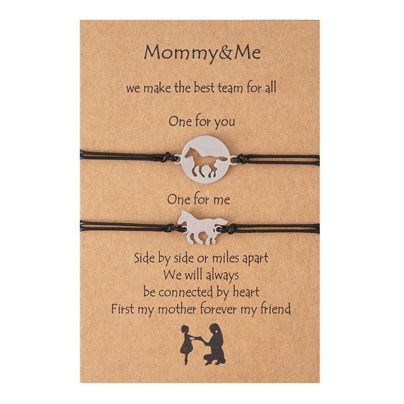 Mom & Daughter Bracelets for Mother Mommy & Me Horse Matching Wish Bracelets