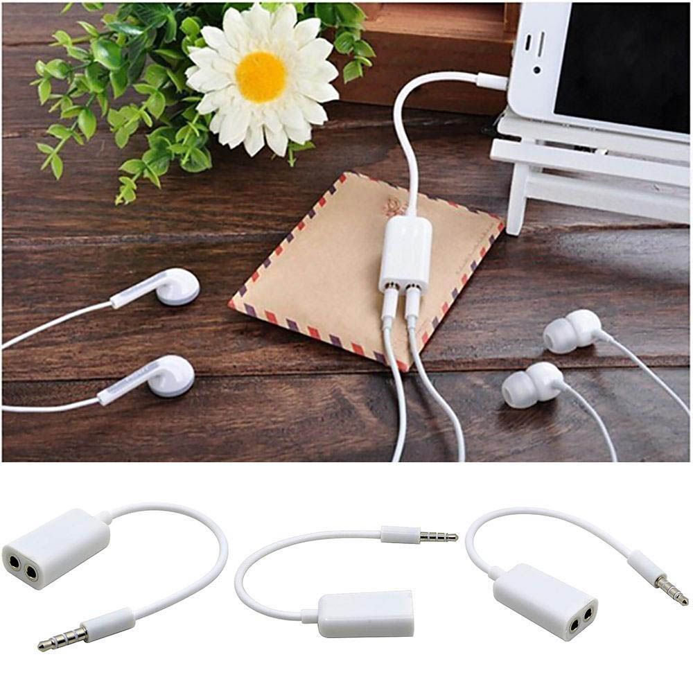 Stereo 3.5mm Headphone Y Splitter White Audio Cable 1 Male To 2 Female