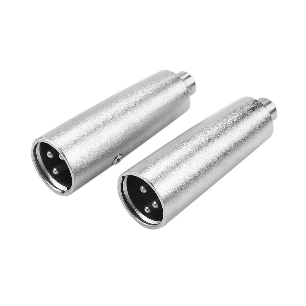 2pcs Metal XLR 3 Pin Male to RCA Female Audio Jack Adapter Plug Connector