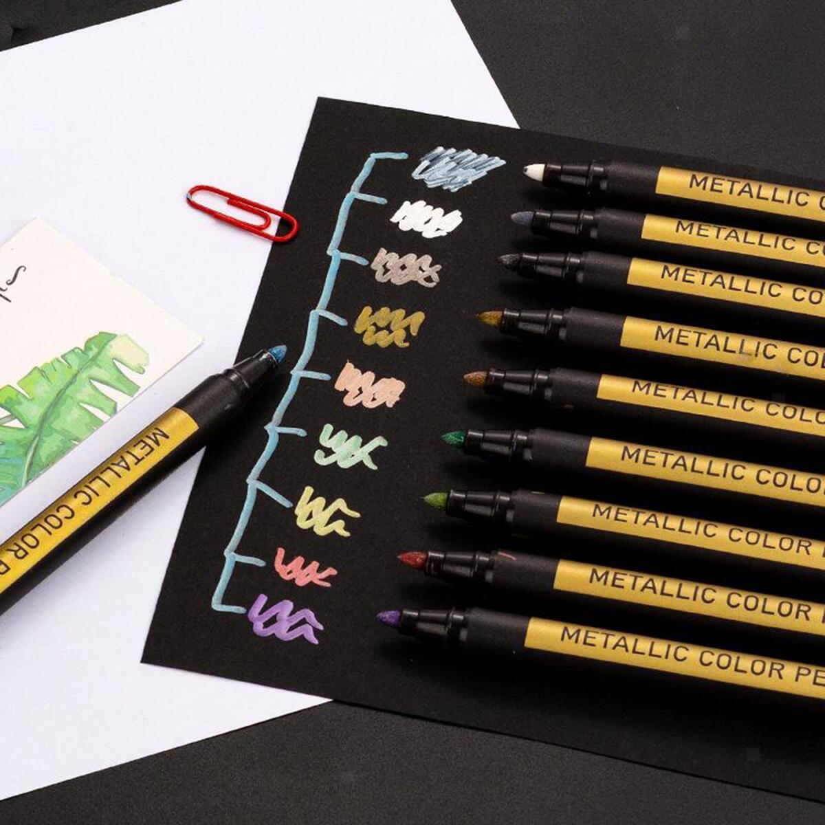 10x Metallic Markers, 10  Metallic Paint Markers  Set, Metallic Marker