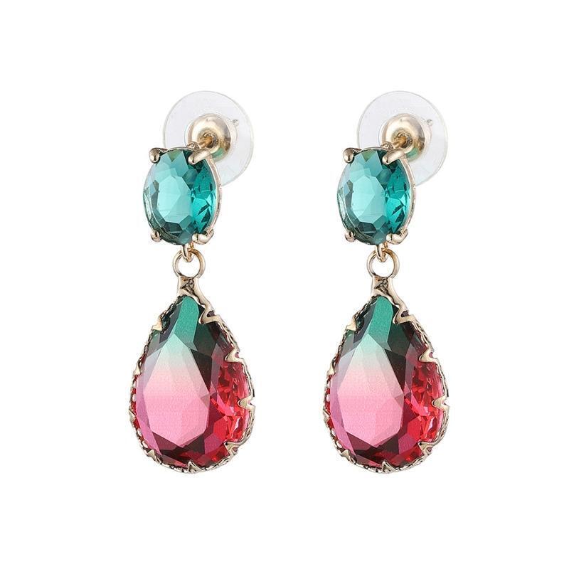 Nice Double-color Glass Pendant Earrings Water Droplets Earrings Dangle Earrings
