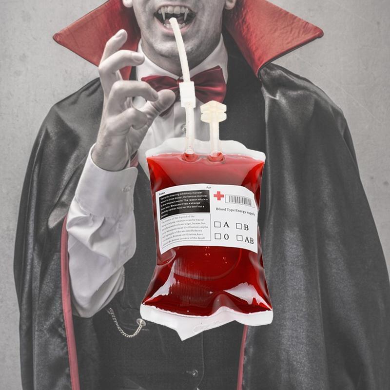 Halloween Clear Blood Bag 400ml Set DIY Vampire Pouch Props Organizer Supplies