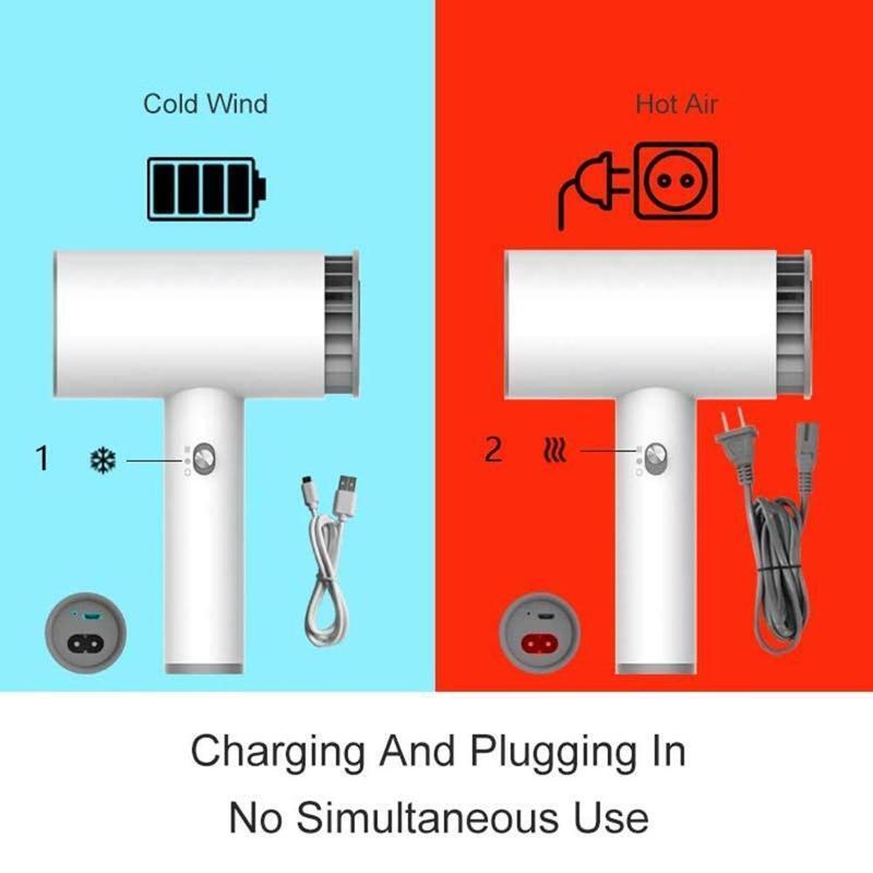 Cordless Rechargeable Hot and Cold Wind Hair Dryer Travel Wireless Blow Dryer