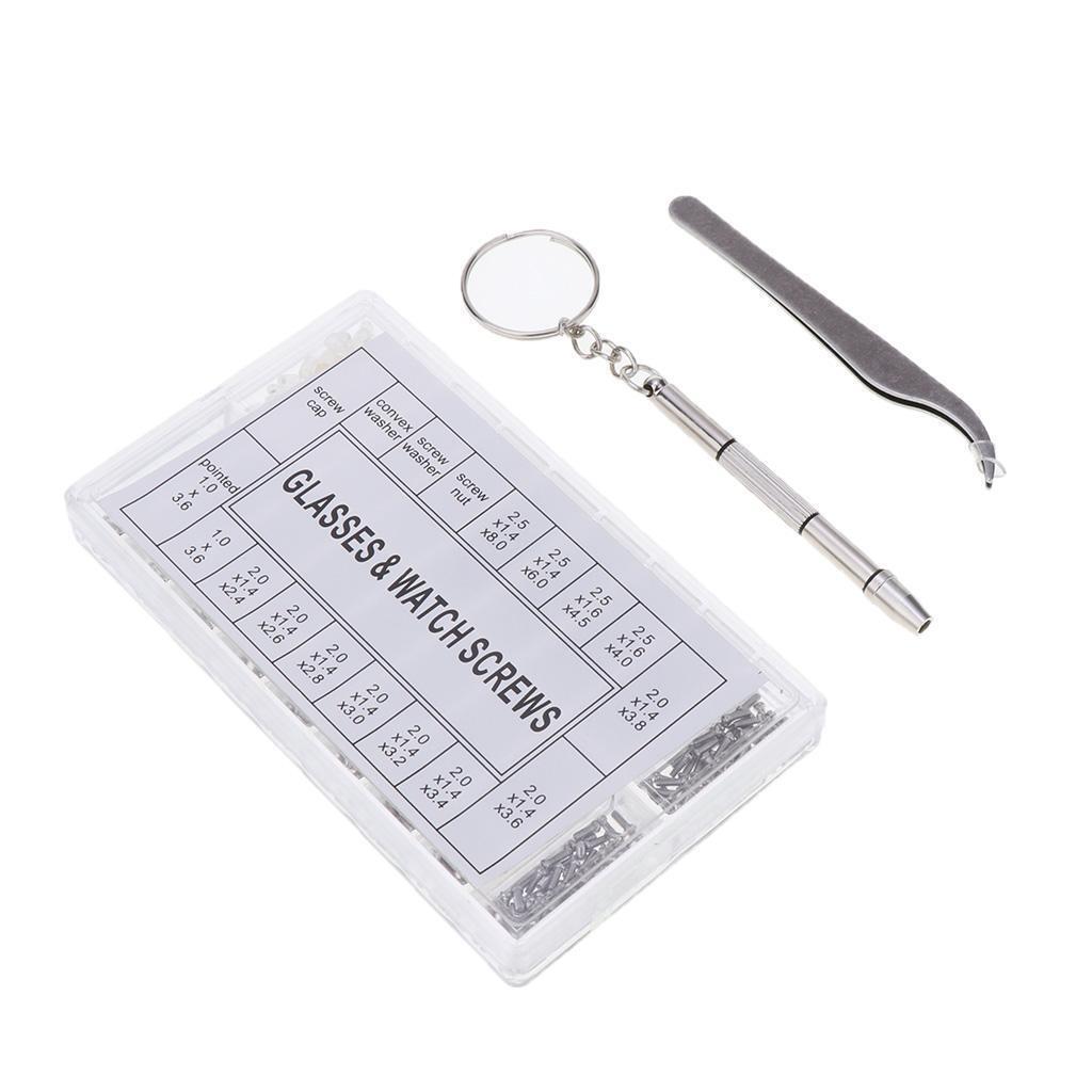 1000pcs Tiny Screws Nut + Screwdriver Watch Glasses Repair Tool Kit