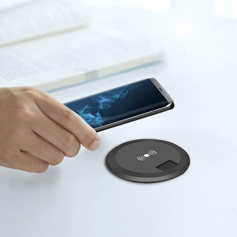 Convenient Safe Wireless Charger Round Embedded 10W Desk Wireless Charger
