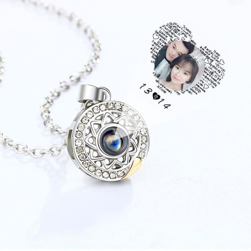 2Pcs/set Projection Stone Pendant Couple Necklace Strong Magnetic Necklace